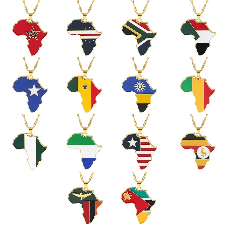 14K Gold Plated Necklace African Countries