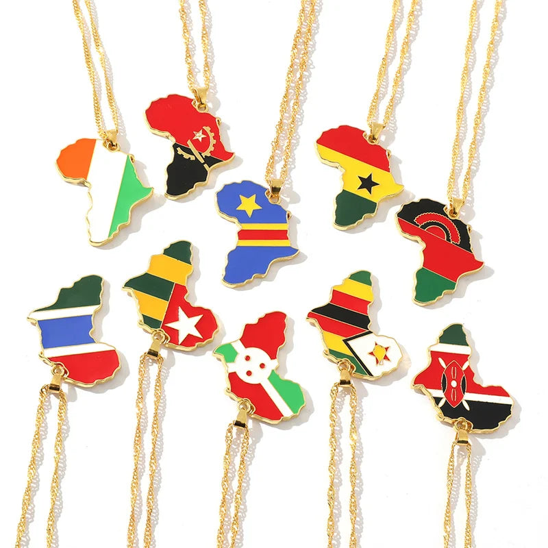 14K Gold Plated Necklace African Countries