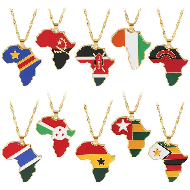 14K Gold Plated Necklace African Countries