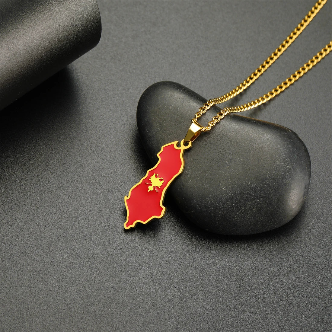 European Country Map & Flag Necklace – Enamel Stainless Steel Pendant