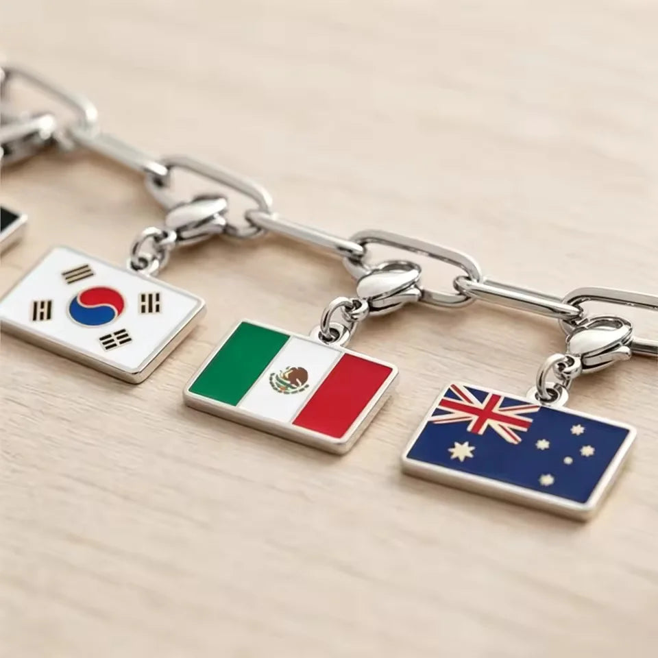 Country Flag Charm – Stainless Steel Pendant for Necklace, Bracelet, Keychain & Bag Charm